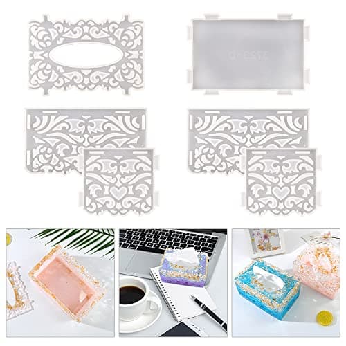 RESIN GO Box Resin Molds Silicone Large Trinket Dominoes Container Box Mould Novelty Fashion Craft Casting Storage Molde With Lid Epoxy Resin Mould For Jewelry Napkin Candy Cosmetics Trinket Crafts