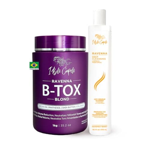 I Belli Capelli Ravenna Blond Btox Hair Treatment Kit 1kg3502 oz Hair Btox 300ml101 floz AntiResidue Clarifying Shampoo for Longer Effect