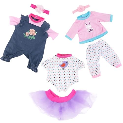 3 Sets Baby Doll Clothes for 1418 Inch Dolls 16 Inch Baby Doll Clothes Dresses and Accessories Outfits for New Born 15 Inch Baby DollsNo Doll