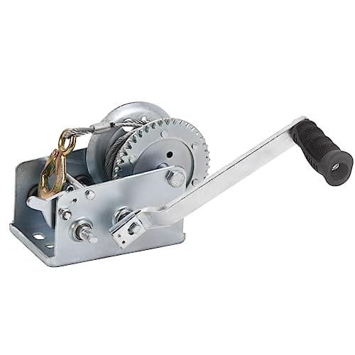 LFGUD Hand Winch Boat Trailer Winch 2500lbs Heavy Duty Hook with 33ft Steel Cable, Two Way Ratchet Manual Operated Winch for Trailers ATV UTV Boat Marine