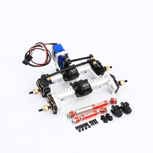 RCAWD Full Metal Front Rear Differential Locker Portal Axles Assemblies for Traxxas TRX-4M 1/18 4WD Hops Up Upgrade Parts(Silver)