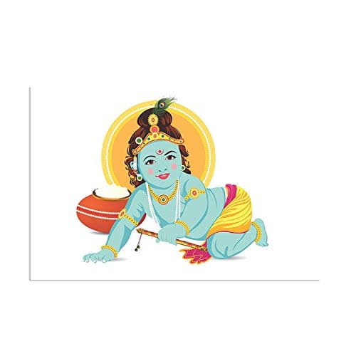 PAPER PLANE DESIGN Paper Baby Krishna Poster for Pregnant Women - 12 x 18 Inch, Multicolor (Design-G)
