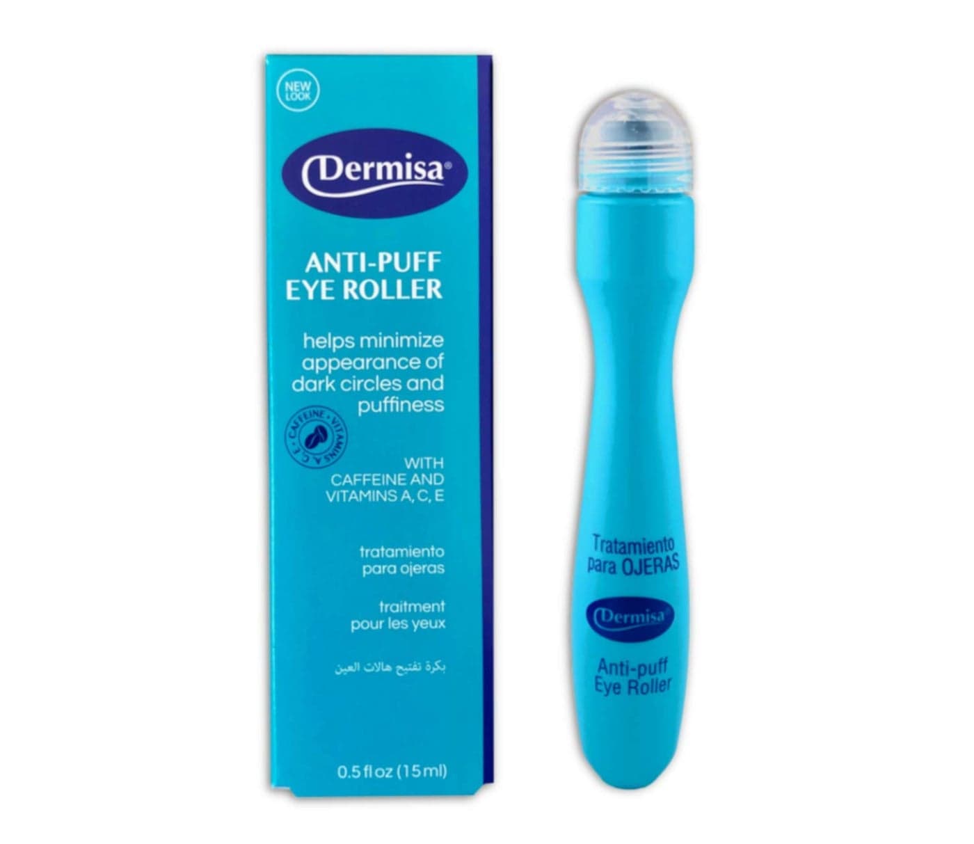 Dermisa Eye Roller for Puffy Eyes AntiPuff Dark Circle Under Eye Treatment Serum with Caffeine Peppermint for Bright Healthy Skin Paraben Fragrance Dye and Oil Free Made in USA Pack of 1