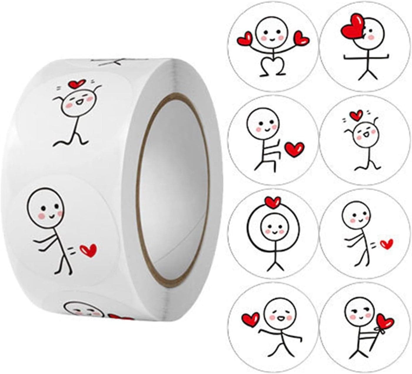 Onpalm Enterprise 500pcs Watercolor Thank You Stickers, Round Thank You Adhesive Sticker for Small Business Wedding Supplies Packing Stickers Gift Wrap (1, Cute Cartoon Heart Stickers)