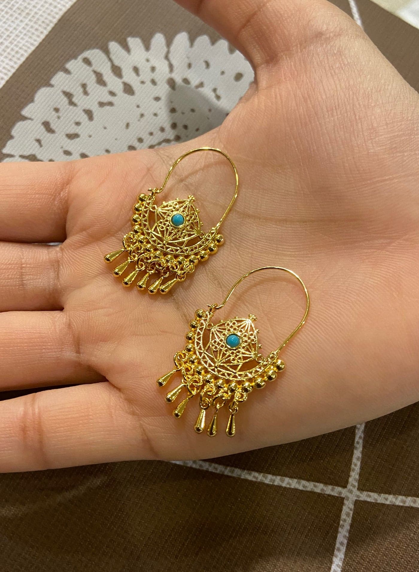 Elegant 21k Gold Plated Drop Earrings For Women