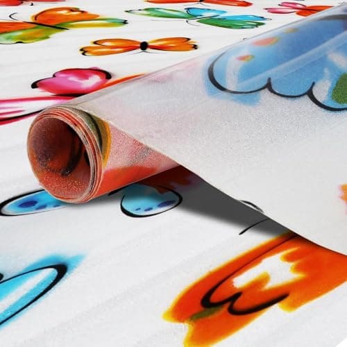 WALLTON Self Adhesive Window Film Vinyl Frosted Privacy Glass Film for Window Glass Decorative Window Sticker Wallpaper Sheet for Glass Door, Bathroom, Home, Window.(Butterfly, 16x36 Inch)