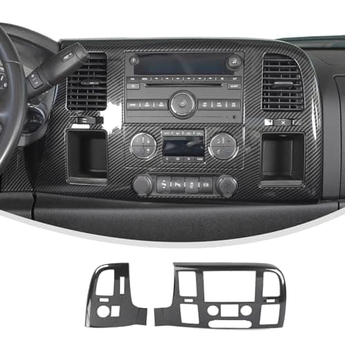 Linskip Carbon Fiber Dashboard Air Vent Covers Compatible with Silverado 1500 & GMC Sierra 2007-2013, Climate Control Accent Trim, Interior Accessories
