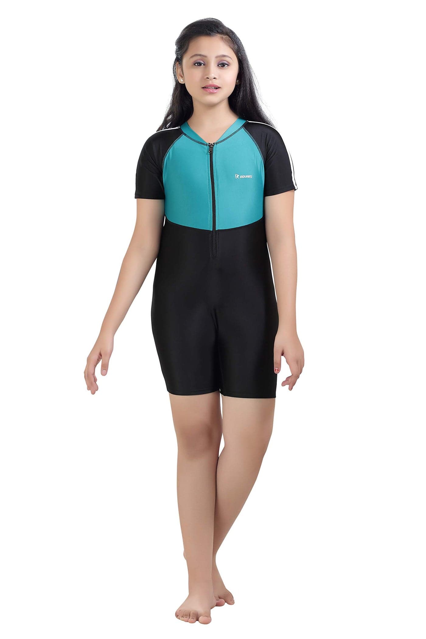 ROVARS Unisex Polyester Unisex Swim Wear (11-12 Years, Green)