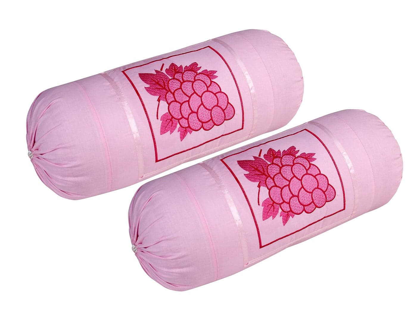 Rj Products™ Bolster Cover with Beautiful Grapes Embroidery Set of 2 Piece (Pink)