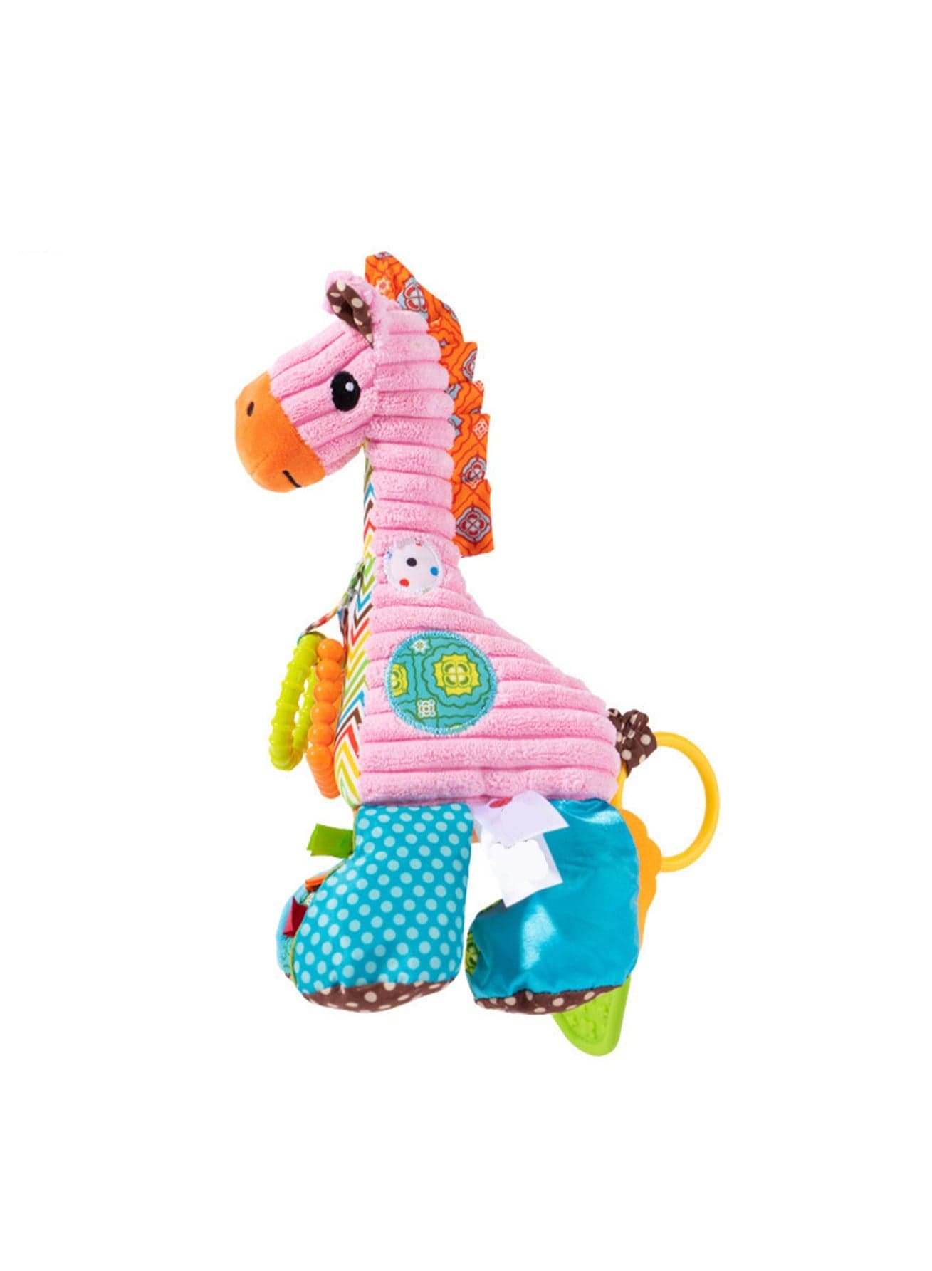 Music Box Bell Baby Carriage Hanging Baby 0-1 Year Old Early Education Plush Toy (Giraffe bell pink)