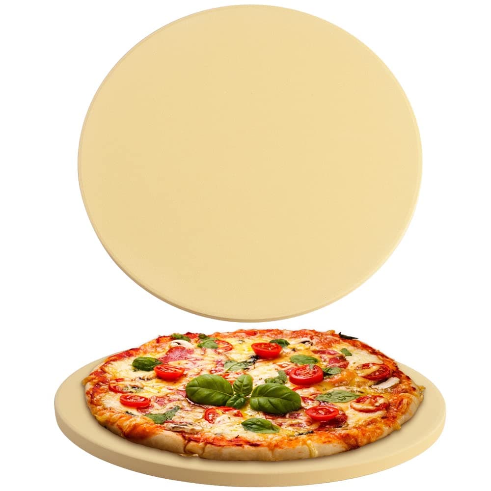 homEdge Pizza Stone Set Heavy Duty Round Cordierite Baking Stone for Bread Pizza Thermal Shock Resistant Cooking Stone for Oven and Grill15 Inches Diameter