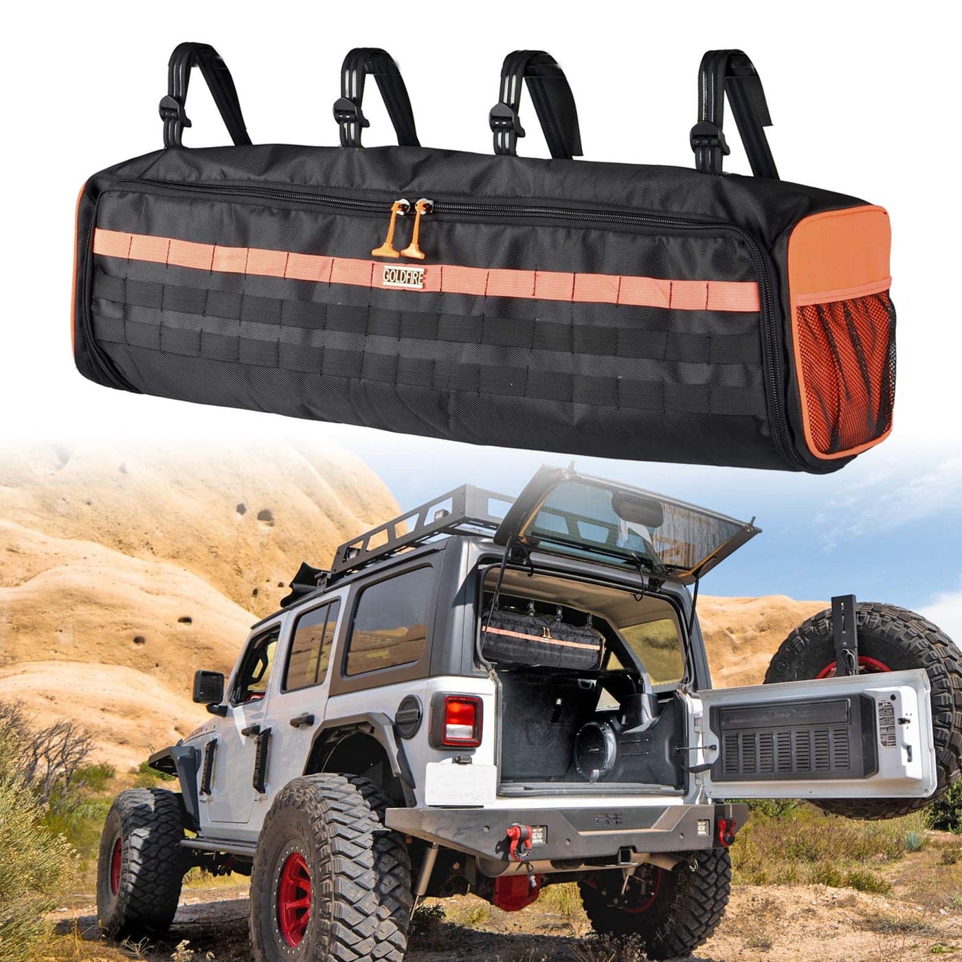Goldfire UTV Roll Bar Storage Bag Tool Organizer Bag Gear Bag Truck Tools Holder Bag Compatible with 19872020 Wrangler LJ TJ JK JL Accessories