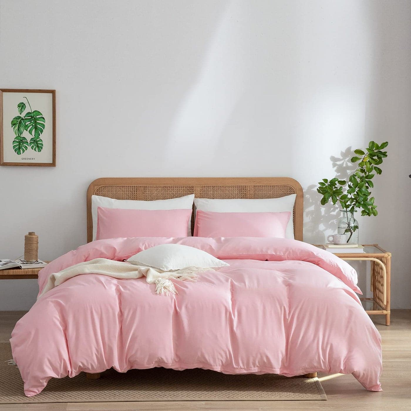 Pink Duvet Cover Queen 100 Washed Microfiber 3Piece Solid Color Casual Bedding Set for Men Women with Zipper Closure Luxury Ultra Soft Comfort Queen