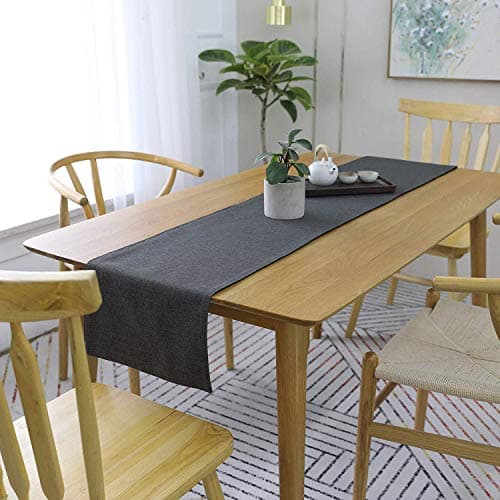 Khooti Jute Dining Table Runner for 2 Seater | 12 x 36 inches | Dark Grey | Heat Resistant | Table Runner for Dining Table , Coffee Table , Centre Table , Wedding Party | Two Sided | Washable