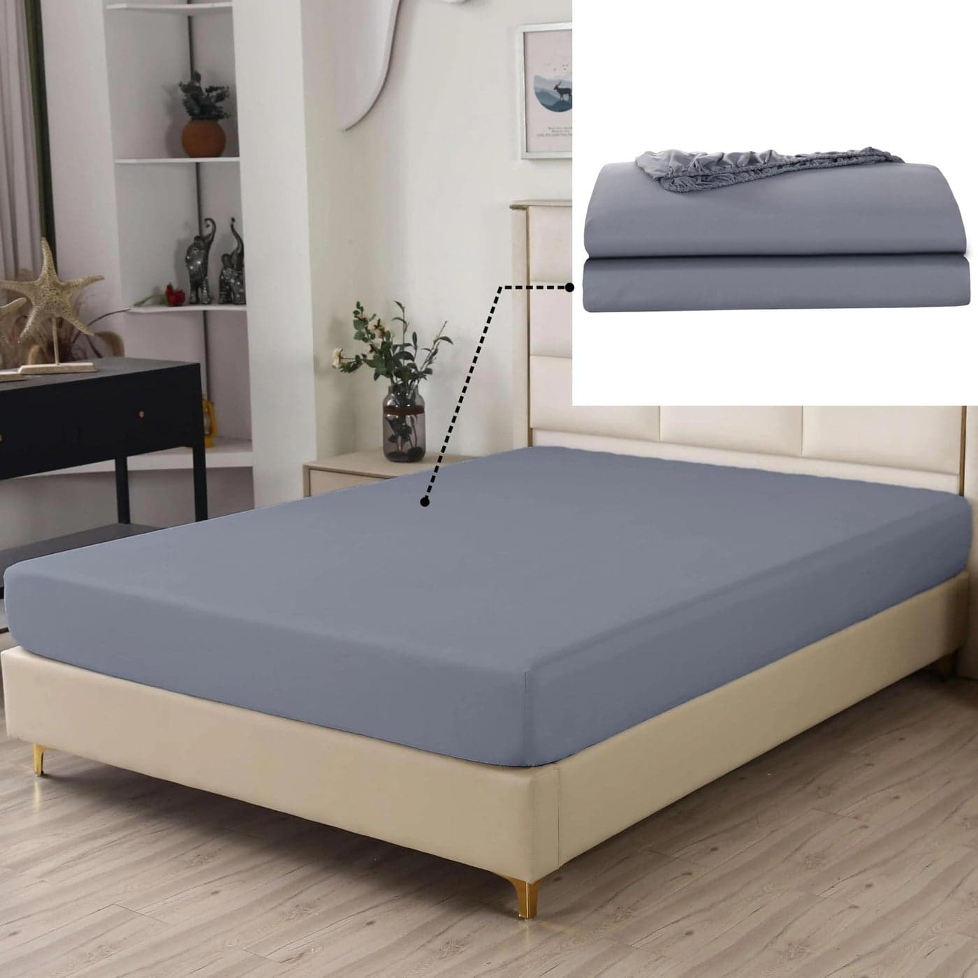 SDIII Gray Queen Fitted Sheet Only 2 Pack Hotel Quality Brushed Microfiber Fitted Sheets Soft and Breathable Deep Pocket Sheets for Queen Size Bed