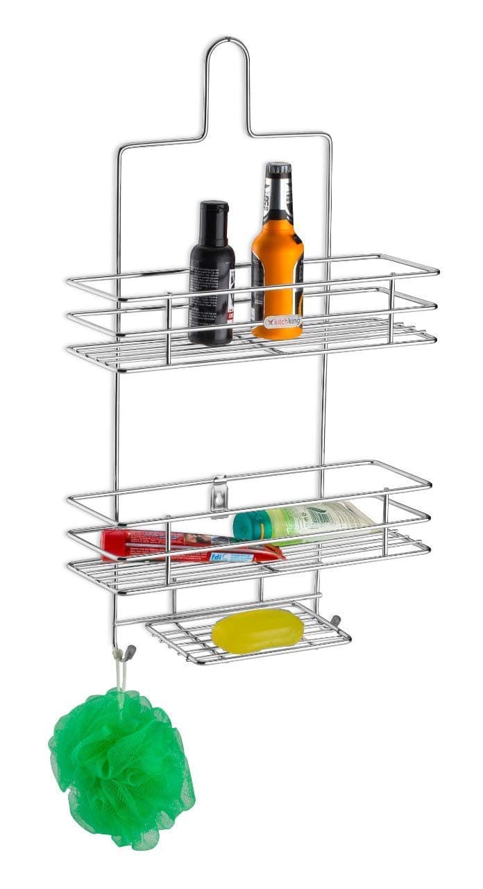 Kavid 3 Tier Bathroom Shelf Hanging Shower Head Caddy Holder Organizer Storage for Shampoo Conditioner Soap Towels - Stainless Steel