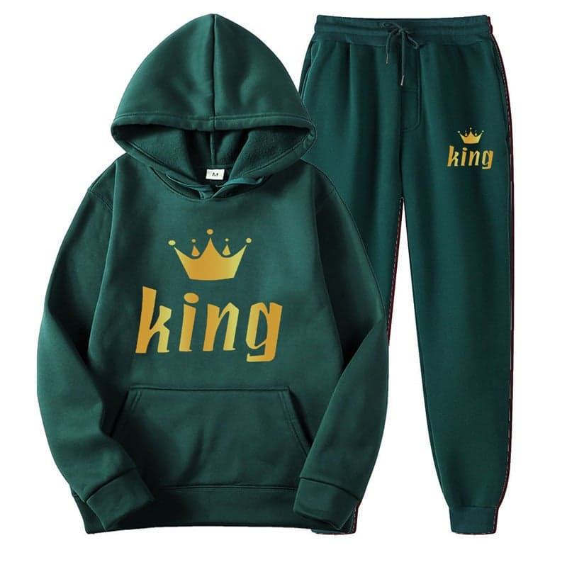 Autumn Fashion Brand Printed Hooded Sweatshirt For Men And Women Couple'S Casual Sports Suit Sweatpants Two-Piece Set