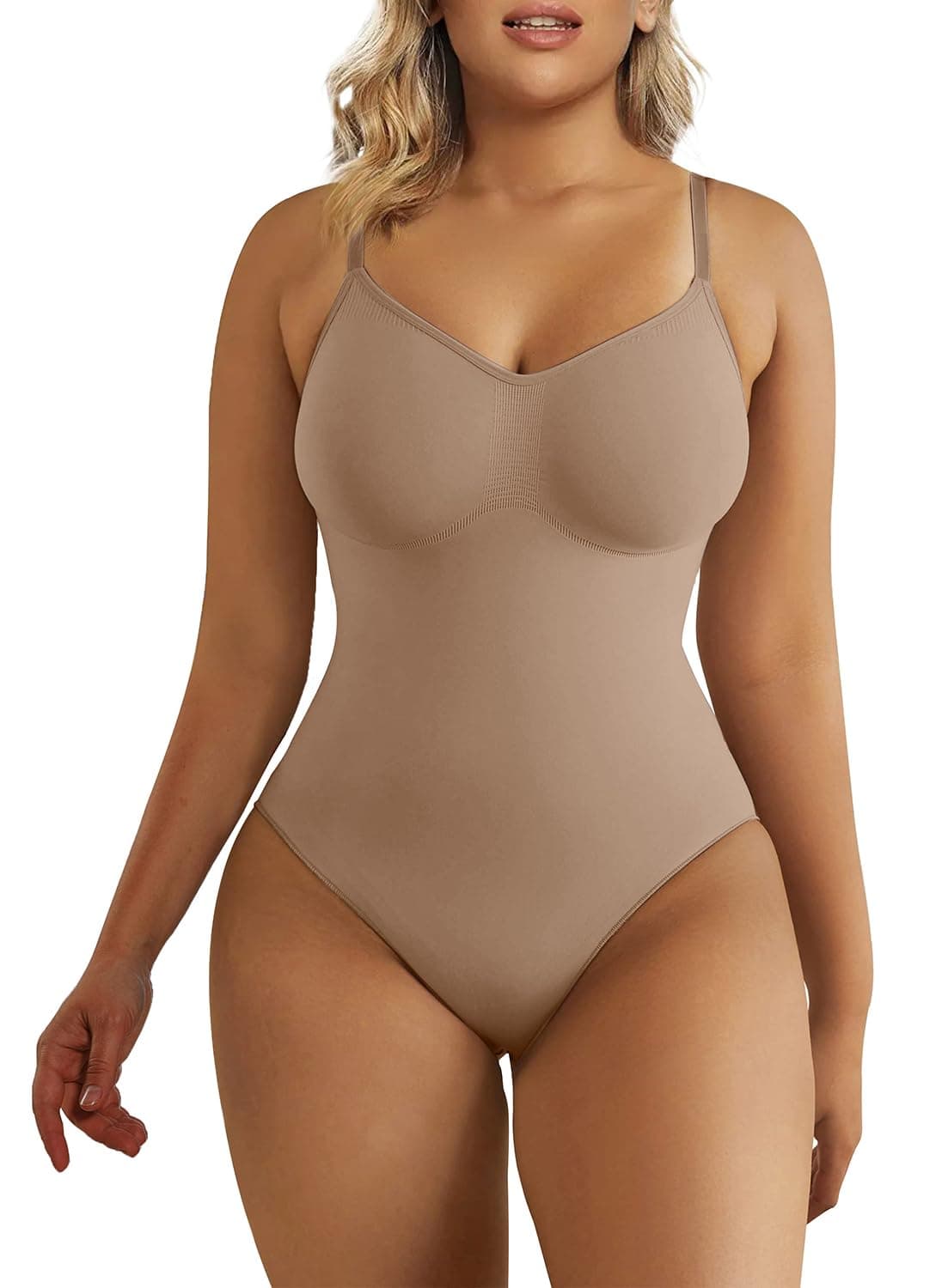 SHAPERX Bodysuit for Women Tummy Control Shapewear Seamless Sculpting Thong Body Shaper Tank Top,SZ5215-Sienna-S/M