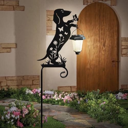 Hokfirm Dachshund Solar Lights Garden Stake,Dachshund Gifts Outside Decorations for Pathway,Yard,Garden Decor,Dog Solar Lights Outdoor