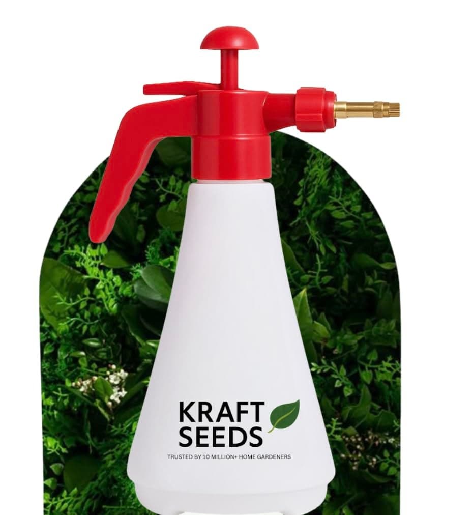 Kraft Seeds 1L Pressure Spray Bottle for Plants - Efficient Water Spray Bottle with Adjustable Nozzle, Ideal Garden Sprayer for Indoor and Outdoor Plant Care
