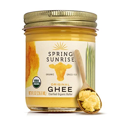 Spring Sunrise Grass Fed Organic Ghee USDA Certified Clarified Butter Keto Paleo Friendly NonGMO Gluten Casein Free Cooking Oil Sustainably Sourced 8 oz Jar