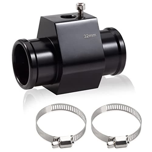 LEONTOOL Aluminum Water Temperature Joint Pipe Connector 32mm 114 Radiator Hose Sensor Gauge Adapter with 2 Hose Clamps Water Temp Meter Gauge Joint Pipe Temperature Sensor Adapter