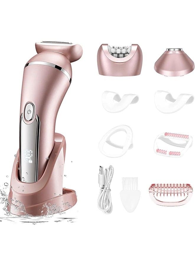 Electric Shaver for Women Lady Epilator Electric Razors Kit Hair Remover for Face Chin Arm Leg Armpit Bikini Trimmer Painless Waterproof USB Rechargeable Dry Wet with Detachable Head 3 in 1