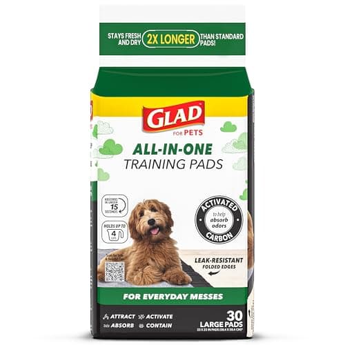 Glad for Pets Black Charcoal Puppy Pads Super Absorbent Disposable Dog Pee Pads Potty Training Pads and Pet Supplies Dog Pee Pads for Crate Training and Indoor Use 23 x 23 30 Count
