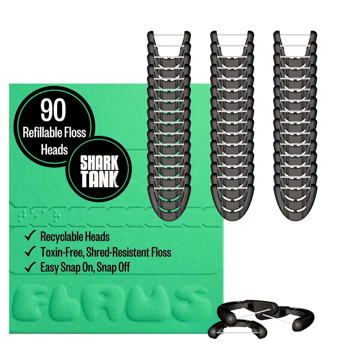 FLAUS Electric Flosser Refills Shark Tank 90ct Dental Floss Heads wGentle Gliding Floss Refillable Floss Picks Easy Glide Flossing Gentle Gum Care Dentist Recommended Tooth Flossers Eco