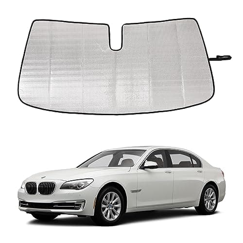 Front Windshield Sunshade for BMW 7 Series 2009-2014 Windshield Sun Shade Foldable Reflective Sun Visor Custom Sunscreen UV Blocker Privacy Protector HeatShield Keeps Your Vehicle Cool (Silver)