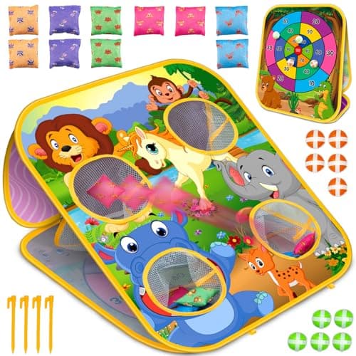 Bean Bag Toss Game for Kids Cornhole Board Outdoor Toys for Toddlers Party Activities Carnival Outside Yard Backyard Beach Lawn Games Toy for Kid Boys Girls Age 3 4 5 6 7 8 Year Old Birthday Gifts
