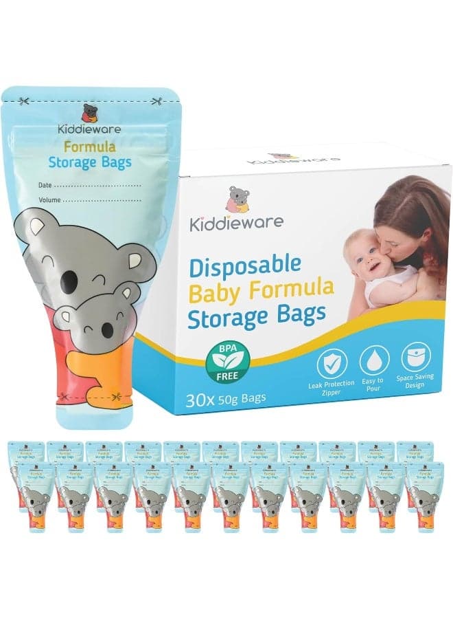 Kiddieware 30 pack Baby Formula Storage Bags Dispenser Disposable Baby Formula Container