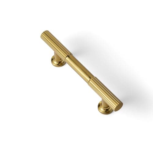 GooKi Brushed Gold Zinc Alloy Cabinet Handles 376mm Hole Center Striped Decorations Cabinet Pull Hardware for Bedroom Kitchen 6 Pack