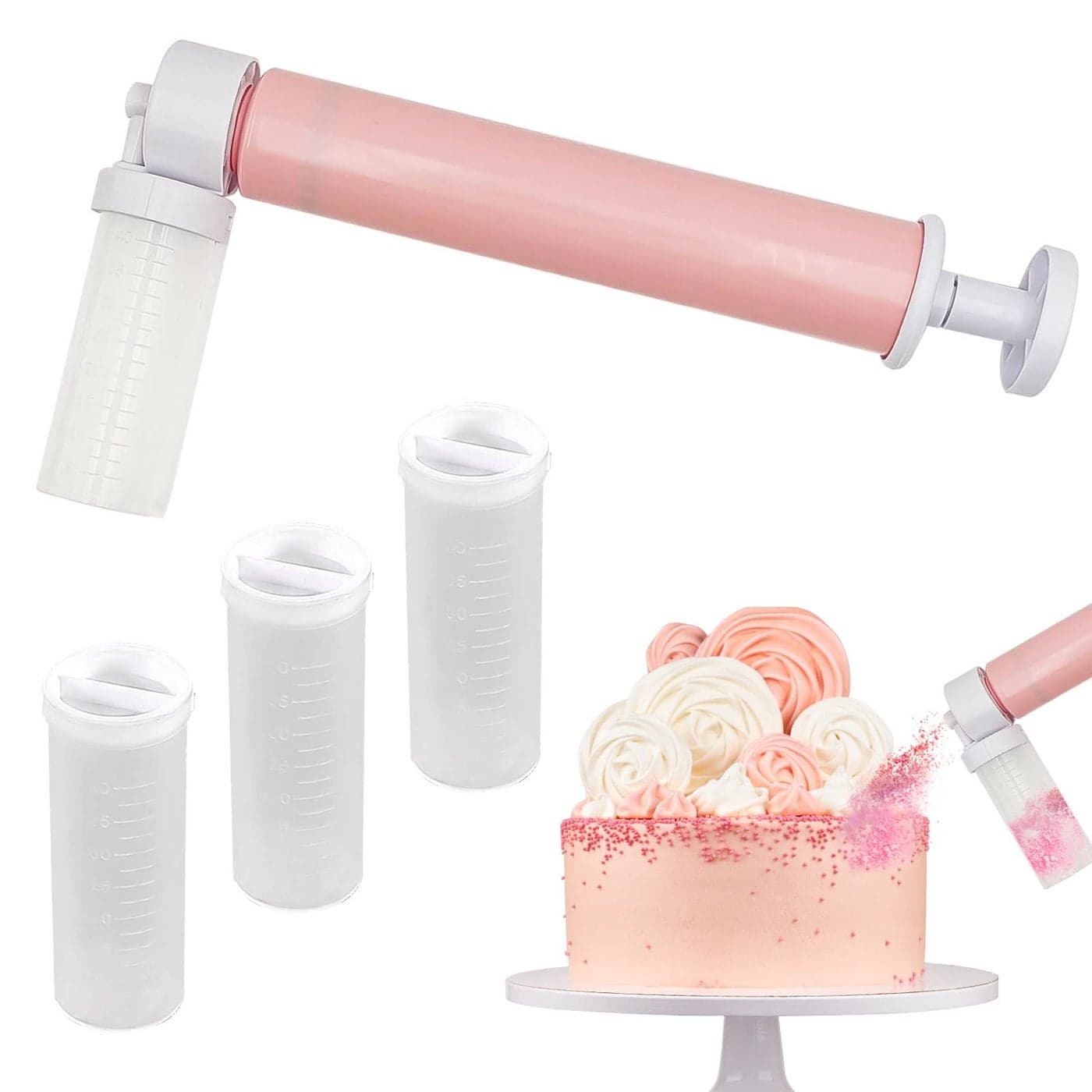 Manual Airbrush for Decorating CakesDIY Baking Cake Airbrush Pump Decorating Tools Cakes spray gun kit for Kitchen Cupcakes Cookies and Desserts DecoratingPink