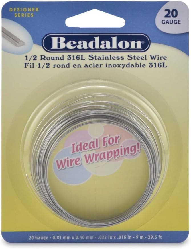 Beadalon 180S120 Half Round Wire 316L Stainless Steel 20 Gauge 9Meter