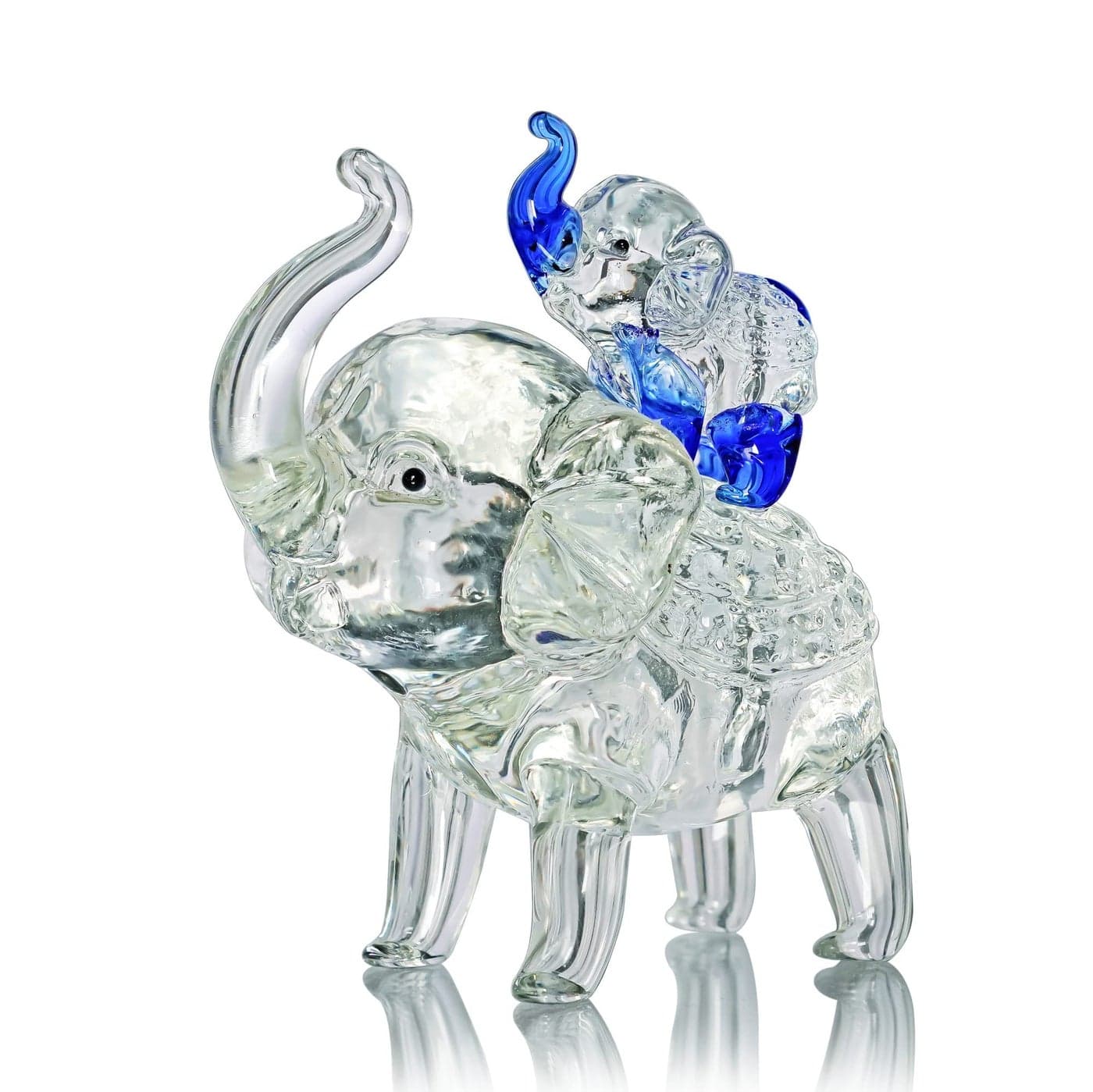 KRISININE Crystal Elephant Figurines Mother Son Glass Elephants with Trunk Up Crystal Animal Collectible Figurines Ornaments Birthday for Mum Women Tabletop Decoration for Home Office