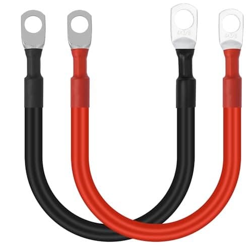 Letivay 1FT 4 AWG Battery Cables Fitted with 38 Lugs for Car Truck RV Boat Solar Red Black