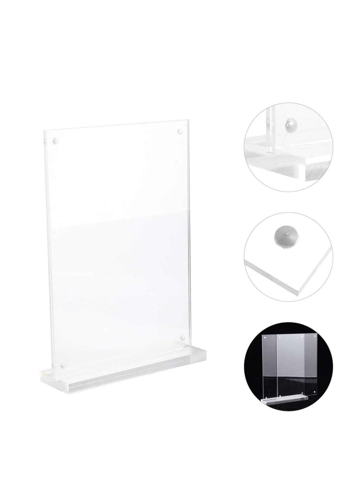 Acrylic Sign Holders T Shape Table Top Menu Display Stand Ad Frame for Restaurants Promotions Photo Frames Classroom Vertical