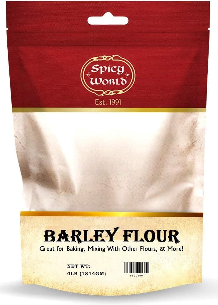 Spicy World All-Natural Barley Flour - 4 lb (64oz) Bag, USA Grown, Rich in Fiber