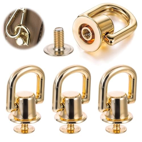 Qianyu 4 PCS D Rings for Purse Stud Screw Ball Studs Rivets Post Head Buttons 360 Degree Rotatable Craft Accessories Metal Bag Hardware Crossbody Conversion Kit for Leather Purse Straps Handbag DIY