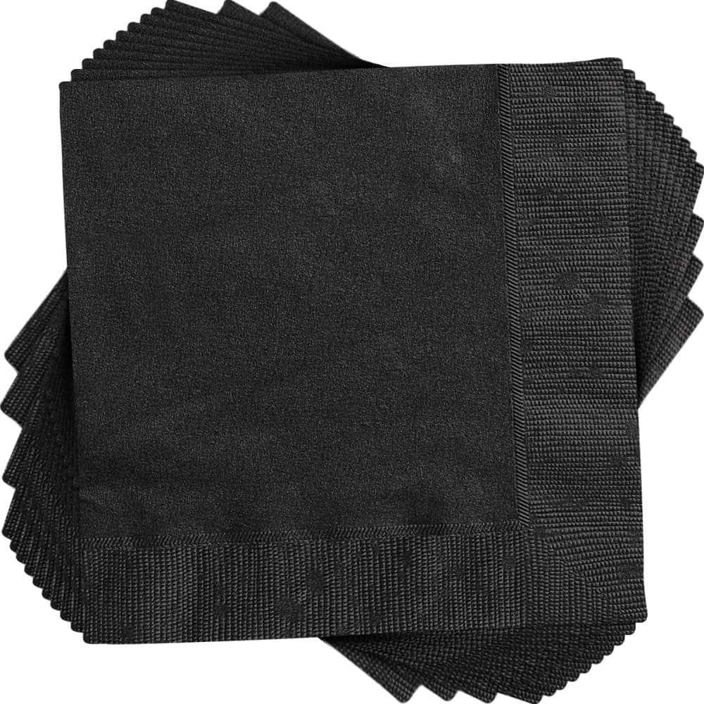 Midnight Black Solid Beverage Paper Napkins 5x5 Pack of 20 Soft Durable Vibrant Elegant Perfect For Parties or Events