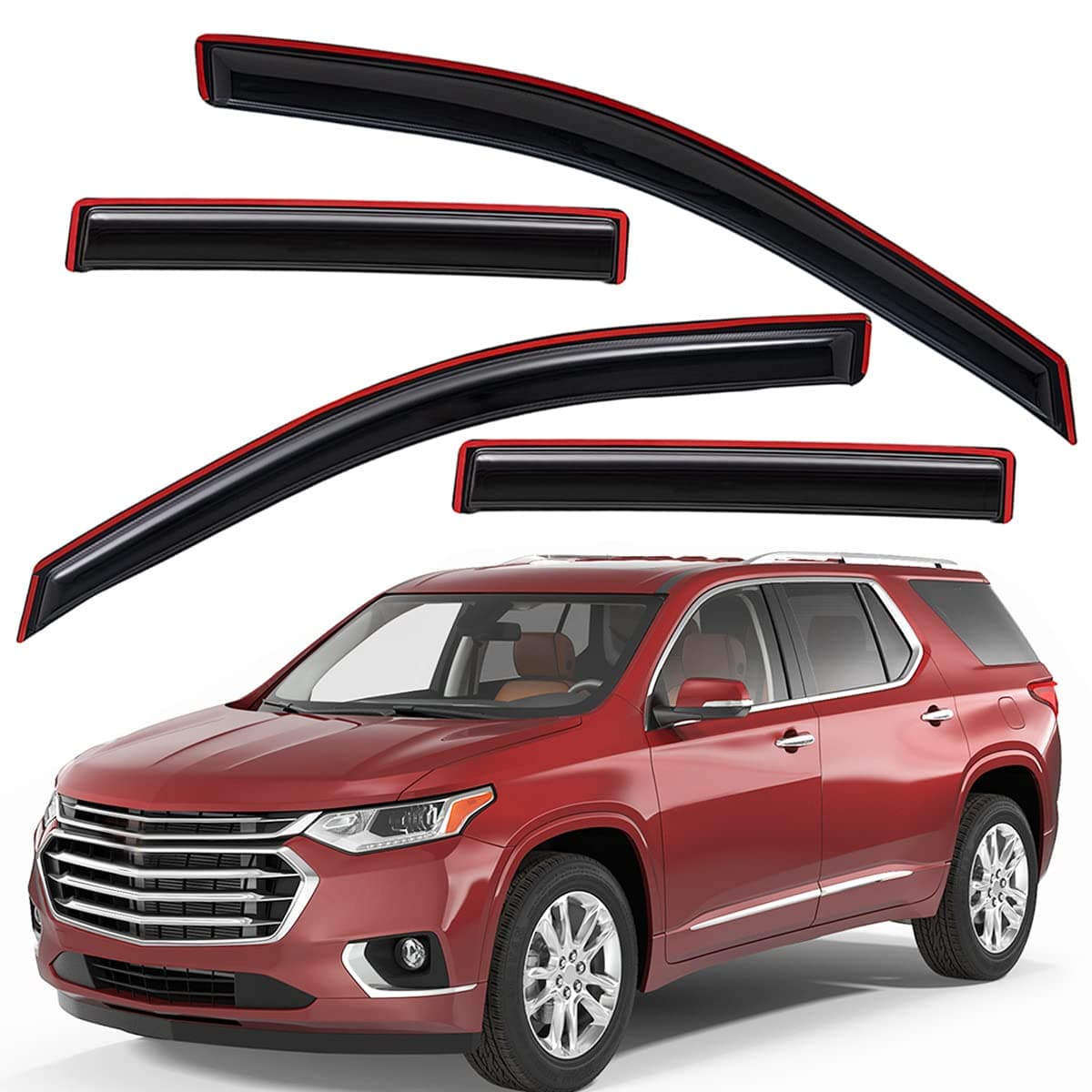 Lightronic Extra Durable Clipon inChannel Auto Vent Window Visor Fits 20182023 Chevrolet Traverse UV Protection Rain Guard Original Wind Deflector NoDrill Easy Install Dark Smoke 4Pcs