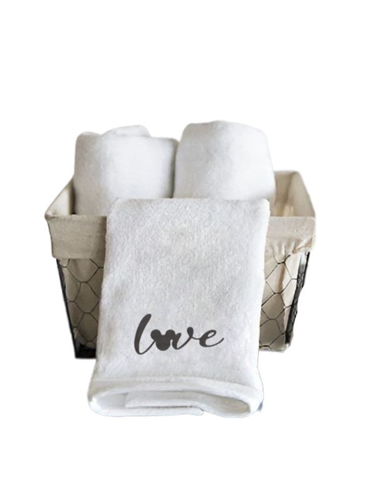 Embroidered For You (White) Luxury (Mickey Love) Personalized Hand Towel (50x80Cm-Set of 1) Cotton, Highly Absorbent and Quick dry, Classic Hotel and Spa Quality Bath Linen-600Gsm