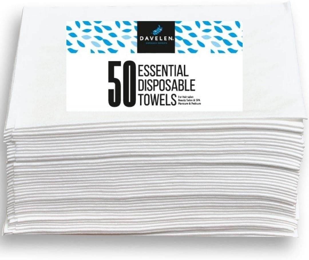 DAVELEN Essential Disposable Hair Towels for Women 32 inch X 16 inches Each Super Absorbent Quick Dry Hair for Drying Curly Long Thick Hair White 50