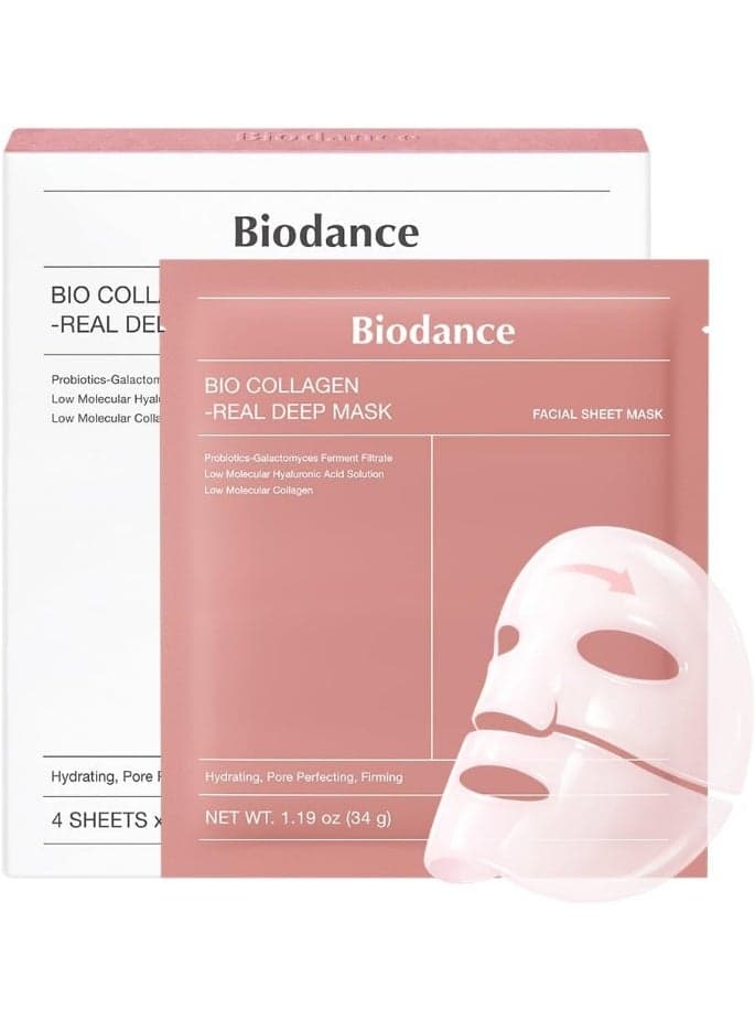 Bio-Collagen Real Deep Mask, Hydrating Overnight Mask, Water Locking, Pore Minimizing, Elasticity Improvement, 34g x4ea
