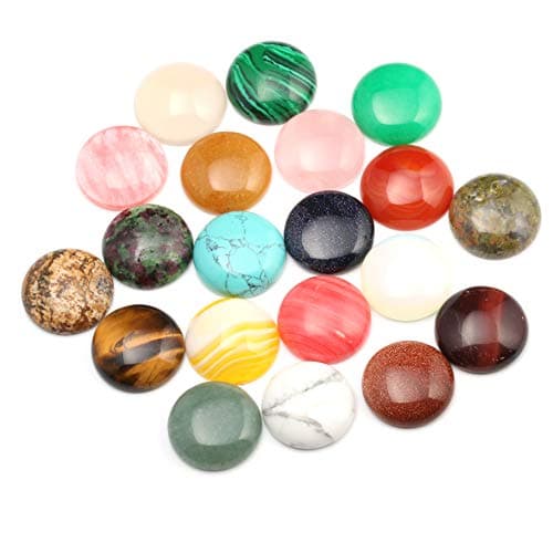 14 mm Cabochon Beads 20 Pieces Cabochons for Jewelry Making Crystal Quartz Natural Stone Round Random Color CAB Handmake DIY for Jewelry Making Diameter 14 MM