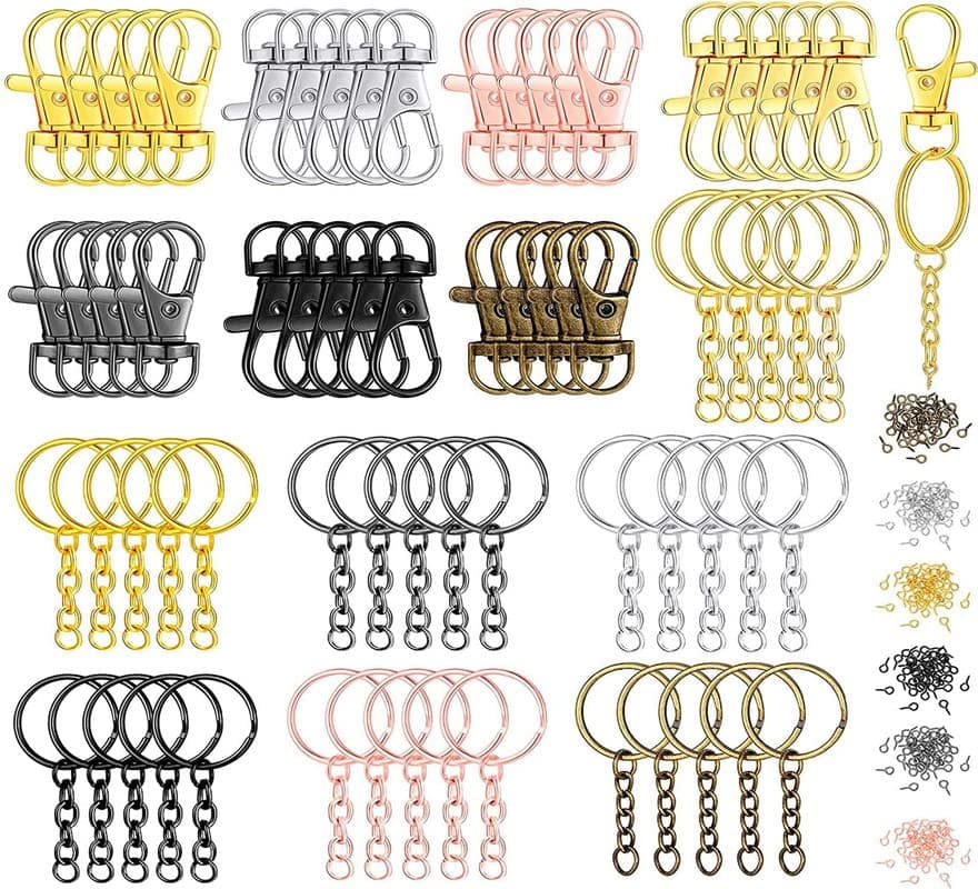 DIY Crafts 5 Pcs Chrome Gold Swivel Snap Hook Key Chain Rings Swivel Lobster Clasp Key Rings Chain Jump Rings Screw Eye Pins for Keychain La5 Pcs Chrome Gold