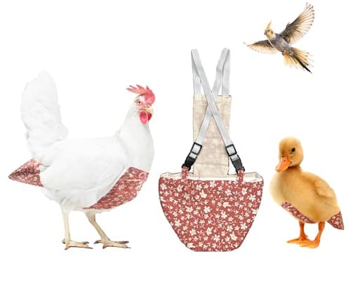 Chicken Diapers Duck Diaper Bird Diapers Diaperalls for Hens Roosters Ducks Ducklings Birds Pigeons Reusable Adjustable by Uni Infinity Pink Floral Chicken Large 1 Count