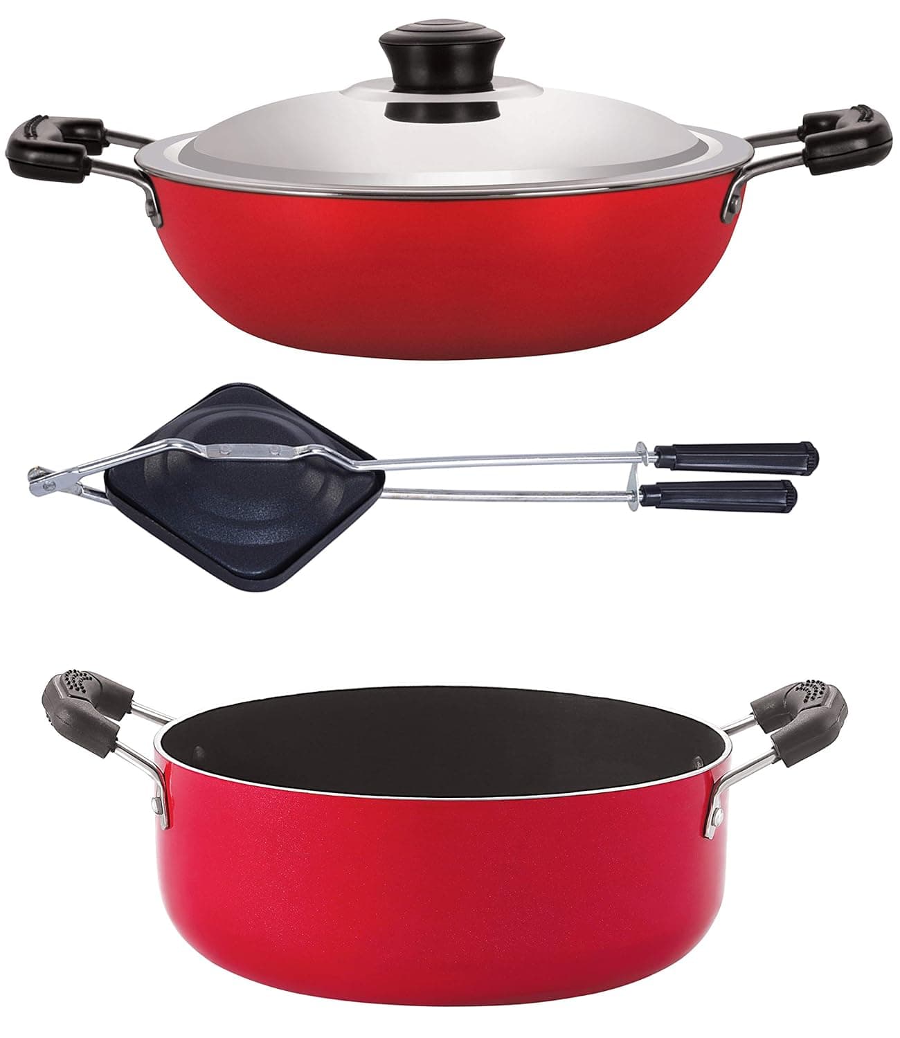 Nirlon Non Stick Coated Heat Resistance Pfoa Free Aluminium Kitchenware Gift Set of 3Pcs (DKD(B)_HT_CS24)