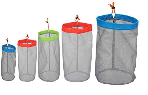 Alemon Small to XXlarge 5 Pcs Drawstring Mesh Stuff Sack, Ditty Bags Storage Pouch Bags Sleeping Bag for Travel Camping Hiking, Ultralight, Set of 5